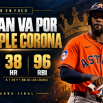 Yordan Álvarez registra promedio de .312, 38 jonrones y 96 carreras impulsadas en su carrera por la Triple Corona.
